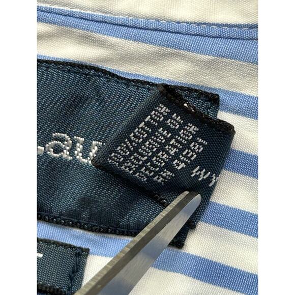 Ralph Lauren Button Up Shirt Men's XL‎ Custom Fit Blue Striped Pink Pony Preppy - Picture 6 of 8